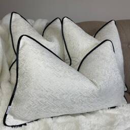 "Ivory Gold Herringbone Cushion Cover - Bella Designer Fabric 12""x20" - thumbnail 2
