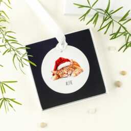 Personalised Ginger Cat Ceramic Christmas Tree Ornament, Cat, Orange Decorations, Perfect Gift For A Owner - thumbnail 2