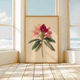Pink Watercolor Rhododendron Art, Flower Print, Botanical Wall Art Illustration, Still Life Painting - thumbnail 2