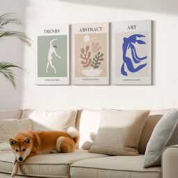 Canvas Art Set Of 3 - Stylish Figures & Plants Posters By Henri Matisse, Creamy Photo Print, Artwork Wall Decor - thumbnail 2