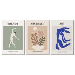 Canvas Art Set Of 3 - Stylish Figures & Plants Posters By Henri Matisse, Creamy Photo Print, Artwork Wall Decor - thumbnail 3