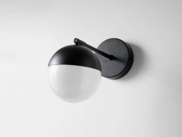 Orbit - Modern Black Glass Globe Wall Sconce Industrial Vanity Light - image 1