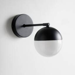 Orbit - Modern Black Glass Globe Wall Sconce Industrial Vanity Light - thumbnail 4
