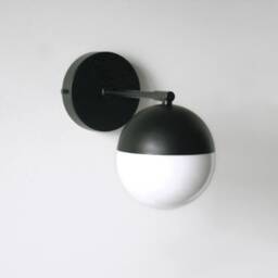 Orbit - Modern Black Glass Globe Wall Sconce Industrial Vanity Light - thumbnail 2