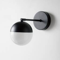Orbit - Modern Black Glass Globe Wall Sconce Industrial Vanity Light - thumbnail 3
