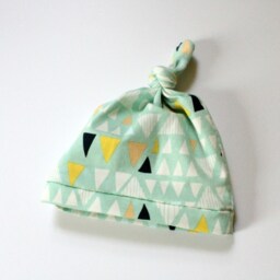 Mint Triangle Swaddle Blanket, Headband Hat Set, Navy, Peach, Yellow, Nursing Cover, Baby Boy Swaddle, Shower Gift, Top Knot - thumbnail 3