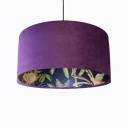 Purple Velvet & Tropical Lampshade With Dark Monkey Lining