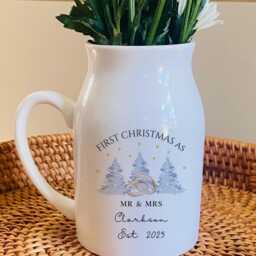 First Christmas Married Gift - Wedding Vase Mr & Mrs Couples Friend 1st Xmas Husband & Wife - thumbnail 2