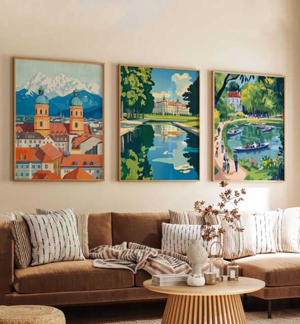 Set Of 3 Munich Posters, Germany Travel Prints, German City Wall Art Set, Bavarian Decor, Oktoberfest Gift Art, Europe Prints - image 1