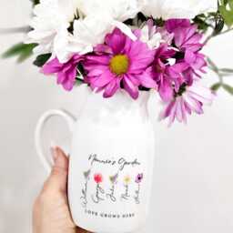 Personalised Vase, Mothers Day Gift, Nanny Grandma Gift For Her, Birth Flower Birthday Ceramic Home Decor - thumbnail 3