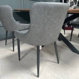 Pair Of Classic Faux Leather Dining Chair in Grey - thumbnail 3