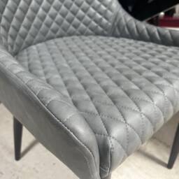 Pair Of Classic Faux Leather Dining Chair in Grey - thumbnail 2