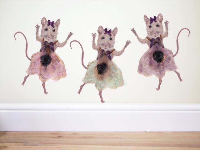 Girls Nursery Art, Mouse Ballerinas Wall Decal - image 1
