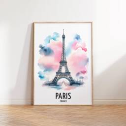 Paris Travel Print - France Watercolour Poster Design - Wall Artwork Holiday Gifts Home Decor Art Gift City Painting - thumbnail 2