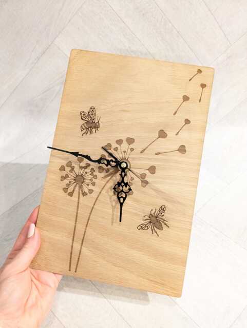 Laser Engraved Bee & Dandelion Clock - image 1