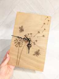 Laser Engraved Bee & Dandelion Clock