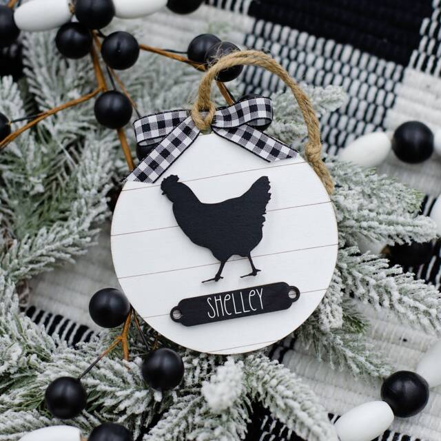 Chicken Farmhouse Christmas Ornament - Gift For Owner Modern Decor - image 1