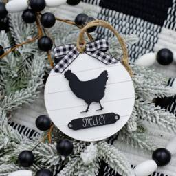 Chicken Farmhouse Christmas Ornament - Gift For Owner Modern Decor - thumbnail 1