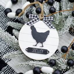 Chicken Farmhouse Christmas Ornament - Gift For Owner Modern Decor - thumbnail 3