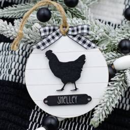 Chicken Farmhouse Christmas Ornament - Gift For Owner Modern Decor - thumbnail 2