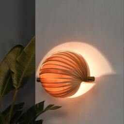 Handmade Bamboo Seashell Wall Sconce Light - Modern Coastal Decor - thumbnail 4