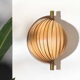 Handmade Bamboo Seashell Wall Sconce Light - Modern Coastal Decor - thumbnail 3