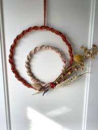 Macrame Flower Wreath - Recycled Flowers Dried Framed Dried Wall Hanging Flower Art Gift For Friends - thumbnail 1