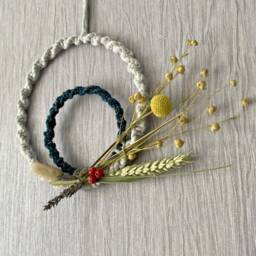 Macrame Flower Wreath - Recycled Flowers Dried Framed Dried Wall Hanging Flower Art Gift For Friends - thumbnail 4