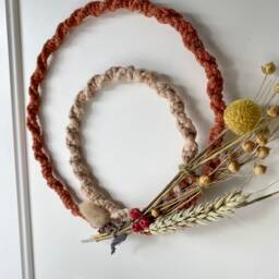 Macrame Flower Wreath - Recycled Flowers Dried Framed Dried Wall Hanging Flower Art Gift For Friends - thumbnail 2