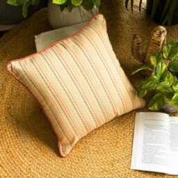 Orange Jacquard Silk, Striped Pattern, Modern Throw Pillow Cover/Euro Sham - Spiced Ginger - thumbnail 3