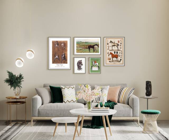 Antique Horse Print Set Equestrian Gallery Wall Art - image 1