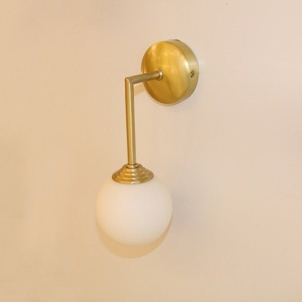 Wall Globe Lamp Brass Light Vanity Fixture, Sconce, Mid Century Light, Feraro Model Ranor Lighting Design #552 - image 1