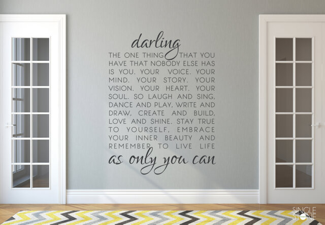 Darling Quote By Neil Gaiman Wall Decal - Vinyl Words Custom Home Decor - image 1