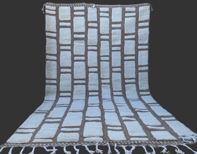 Moroccan Beni Ourain Large Rug Berber Handwoven Brown Rug - image 1