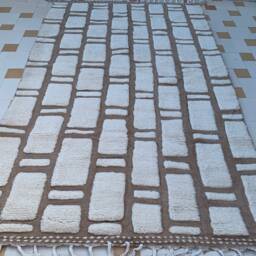 Moroccan Beni Ourain Large Rug Berber Handwoven Brown Rug - thumbnail 2