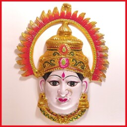 Goddess Lakshmi/Gauri - For Varalakshmi Pooja , Diwali Or Wall Hanging Face With Nose Ring, Solid Alloy - thumbnail 2