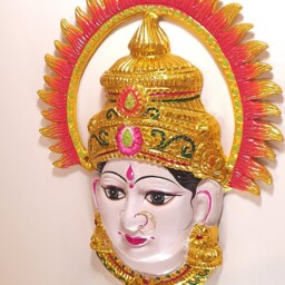 Goddess Lakshmi/Gauri - For Varalakshmi Pooja , Diwali Or Wall Hanging Face With Nose Ring, Solid Alloy - thumbnail 3