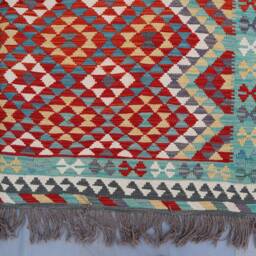 7'0x9'4 Ft Afghan Kilim Area Rug/Geometric Design Flatweave Handmade Wool Modern Maimana Rug/ For Bedroom Office Kitchen 7x10 - thumbnail 3