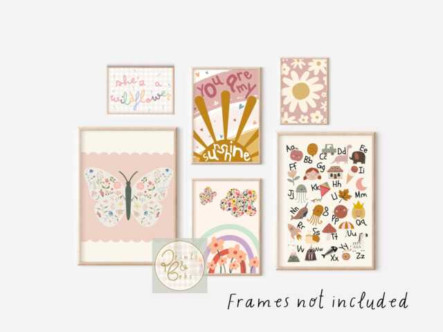 Set Of Gallery Wall Prints For A Playroom, Girls Bedroom Or Nursery - Prints Only - image 1