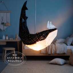 Baby Whale Pendant Light - Small Paper Ceiling Lamp Nursery & Kids Room Lighting Modern Ocean Decor - thumbnail 2
