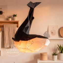 Baby Whale Pendant Light - Small Paper Ceiling Lamp Nursery & Kids Room Lighting Modern Ocean Decor - thumbnail 3