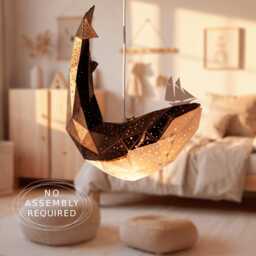Baby Whale Pendant Light - Small Paper Ceiling Lamp Nursery & Kids Room Lighting Modern Ocean Decor - thumbnail 1