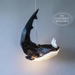 Baby Whale Light, Lamp, Nursery Lamp, Origami Geometric Lampshade, Design Hanging Pendant Lighting - thumbnail 2