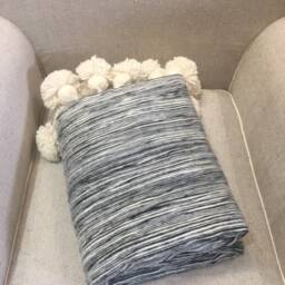Moroccan Pom Blanket & Throw, Bohemian Blanket, Berber Wool Hand Woven, Handmade Bedspread, Bed-Cover - thumbnail 2