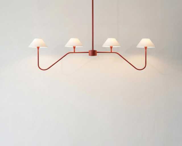 Chandelier Light - Modern Matte Red 4 - Minimal Luxury Hanging Ceiling For Dining Room & Kitchen Island - image 1