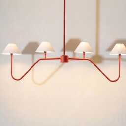Chandelier Light - Modern Matte Red 4 - Minimal Luxury Hanging Ceiling For Dining Room & Kitchen Island - thumbnail 3