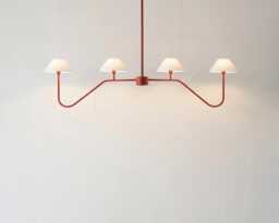 Chandelier Light - Modern Matte Red 4 - Minimal Luxury Hanging Ceiling For Dining Room & Kitchen Island - thumbnail 1