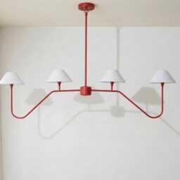 Chandelier Light - Modern Matte Red 4 - Minimal Luxury Hanging Ceiling For Dining Room & Kitchen Island - thumbnail 2