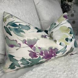 Olivia John Lewis & Partners Fabric, Floral Watercolour Effect Cushion Cover, Pillow Cotton Linen High Quality Made in UK - thumbnail 1