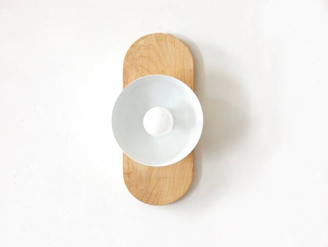 Maple Oval & White Dome Shade Mid Century Wall Fixture Light Modern Sconce Kitchen Bathroom Lighting Foyer - image 1
